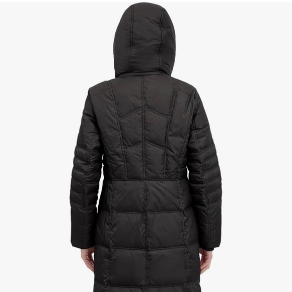 NWT London Fog Women's Black Puffer Down Coat w/Faux Fur Hood Size L - Picture 4 of 15